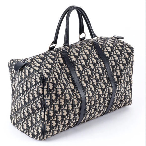 Vintage Christian Dior Navy Monogram Trotter Boston Bag - Picture 1 of 13